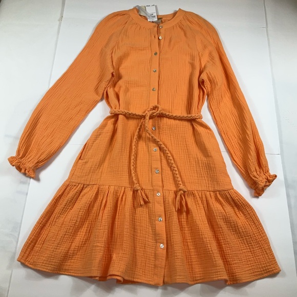 Magaschoni 100% Organic Cotton Mandarin Collar From Button XS Dress - Picture 2 of 13